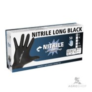 Kertakäyttökäsineet Nitrile Long Black 6,5-7/S 50 kpl