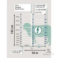 Sähköpaimenen aitaverkko AKO TitanNet susien torjuntaan 1,45x50m jalkatuella