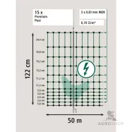 Sähköistettävä kanaverkko PoultryNet Premium 1,22x50m, 2-piikkinen
