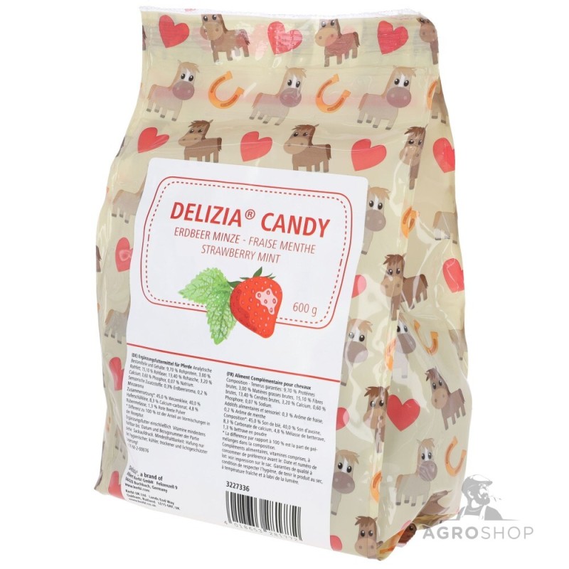 Hevosten makupalat Candy mansikka/piparminttu 600g Delizia