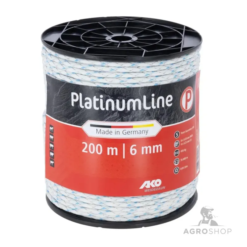 Sähköpaimenen aitaköysi AKO PlatinumLine 6mm/200m